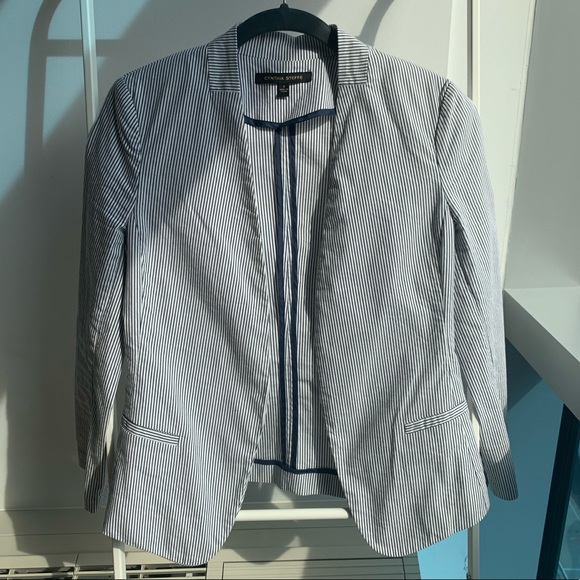 Cynthia Steffe Open Front Seersucker Blazer Size 2 - Picture 2 of 6